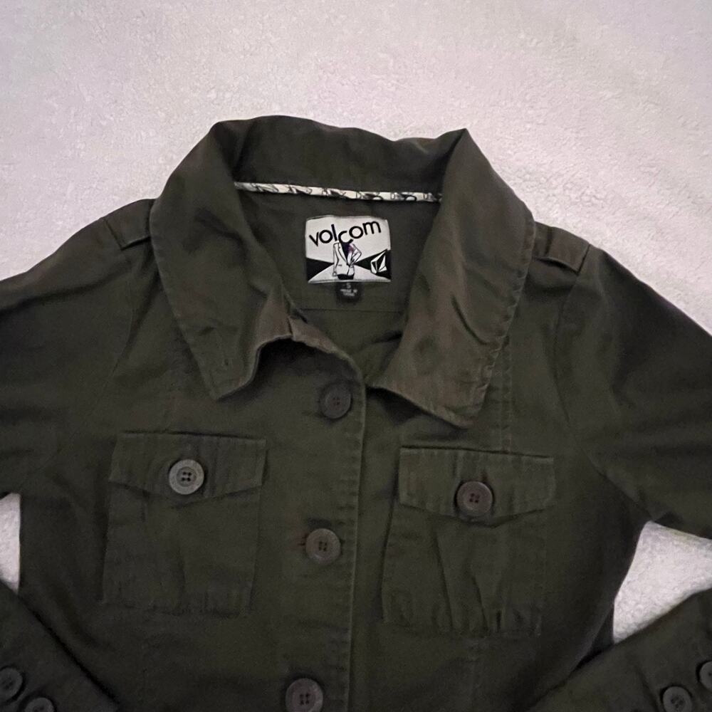 Volcom Military Style Green Button Jacket Women’s… - image 1